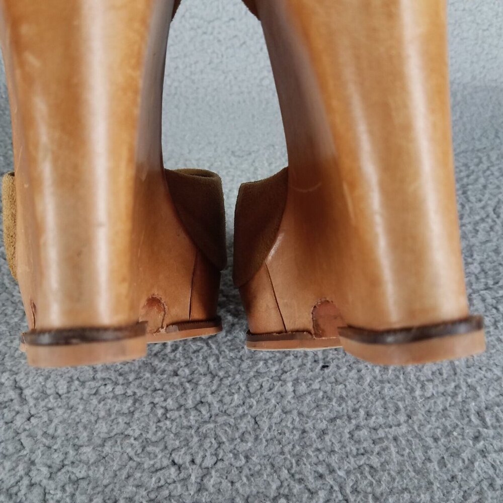 Sam Edelman Javi Wedge Sandals Women's 8 Suede Tan 5" Heel Pump Summer Party - Picture 11 of 14